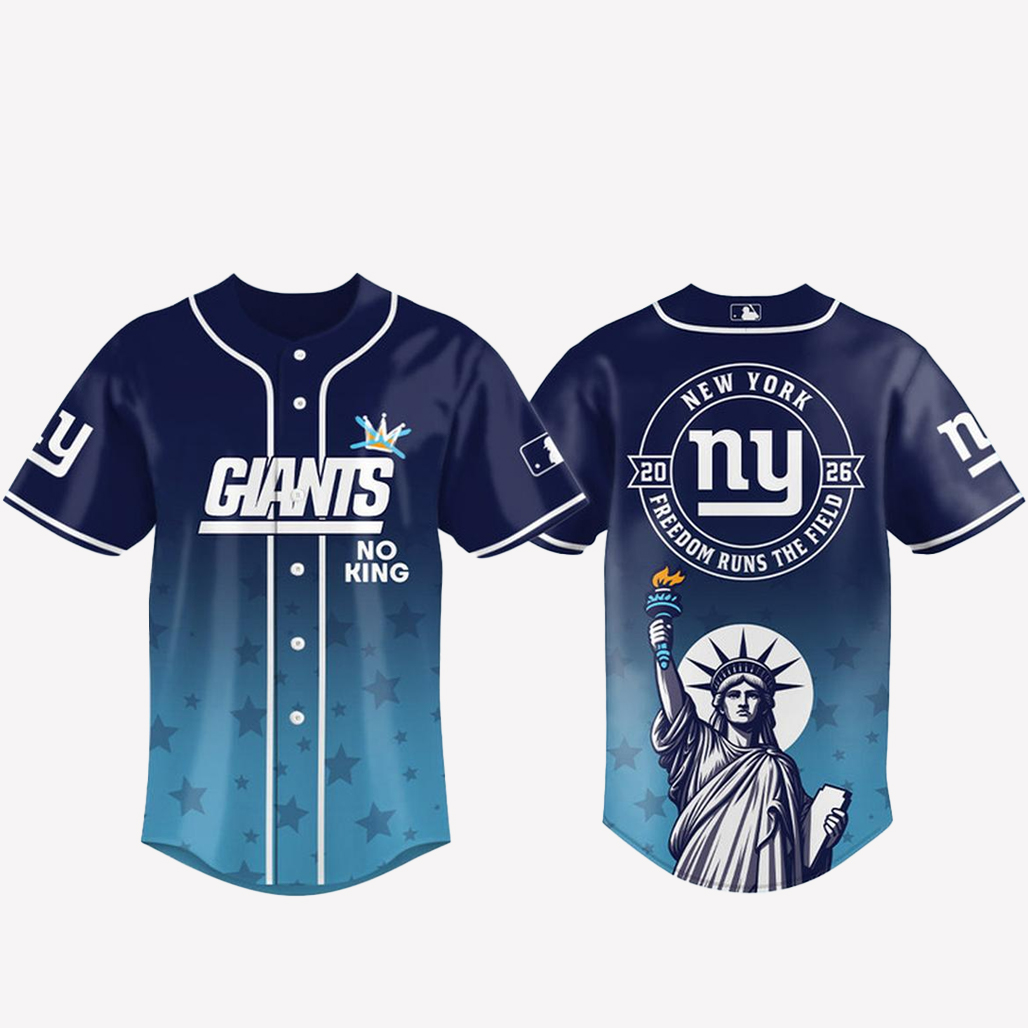 New York Giants 2026 No Kings Freedom Runs The Field Baseball Jersey 1 New York Giants 2026 No Kings Freedom Runs The Field Baseball Jersey