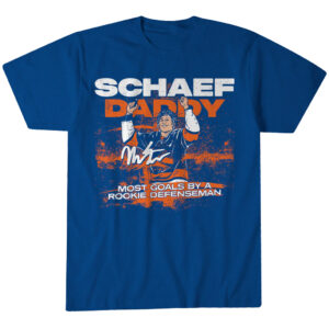 New York Islanders Matthew Schaefer Rookie Defenseman Goal Record T-Shirt