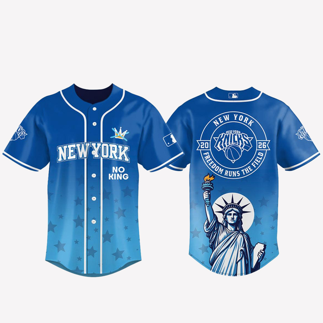 New York Knicks 2026 No Kings Freedom Runs The Field Baseball Jersey 1 New York Knicks 2026 No Kings Freedom Runs The Field Baseball Jersey