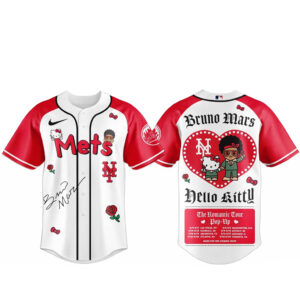 New York Mets Bruno Mars x Hello Kitty 2026 The Romantic Tour Baseball Jersey
