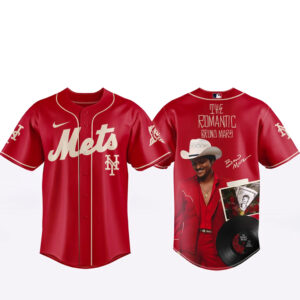 New York Mets x Bruno Mars The Romantic Tour 2026 Red Baseball Jersey