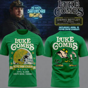 Notre Dame Fighting x Luke Combs My Kinda Saturday Night Tour 2026 T-Shirt