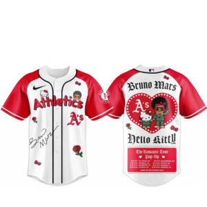 Oakland Athletics Bruno Mars x Hello Kitty 2026 The Romantic Tour Baseball Jersey