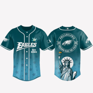 Philadelphia Eagles 2026 No Kings Freedom Runs The Field Baseball Jersey