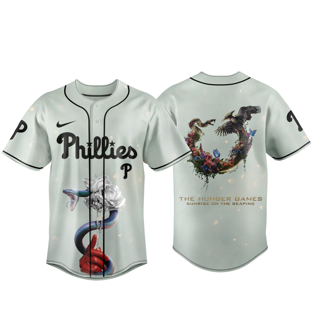 Philadelphia Phillies x The Hunger Games Sunrise on the Reaping 2026 Baseball Jersey 1 Philadelphia Phillies x The Hunger Games Sunrise on the Reaping 2026 Baseball Jersey