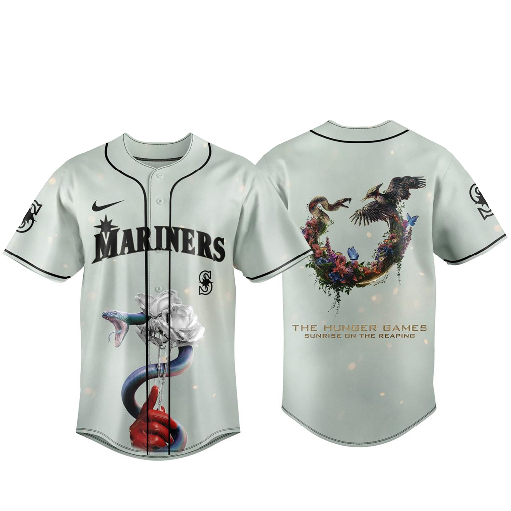 Seattle Mariners x The Hunger Games Sunrise on the Reaping 2026 Baseball Jersey 1 Seattle Mariners x The Hunger Games Sunrise on the Reaping 2026 Baseball Jersey