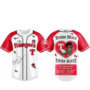 Texas Rangers Bruno Mars x Hello Kitty 2026 The Romantic Tour Baseball Jersey