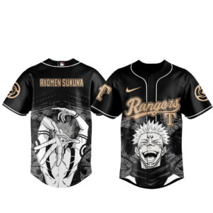 Texas Rangers x Jujutsu Kaisen Night 2026 Ryomen Sukuna Black Baseball Jersey