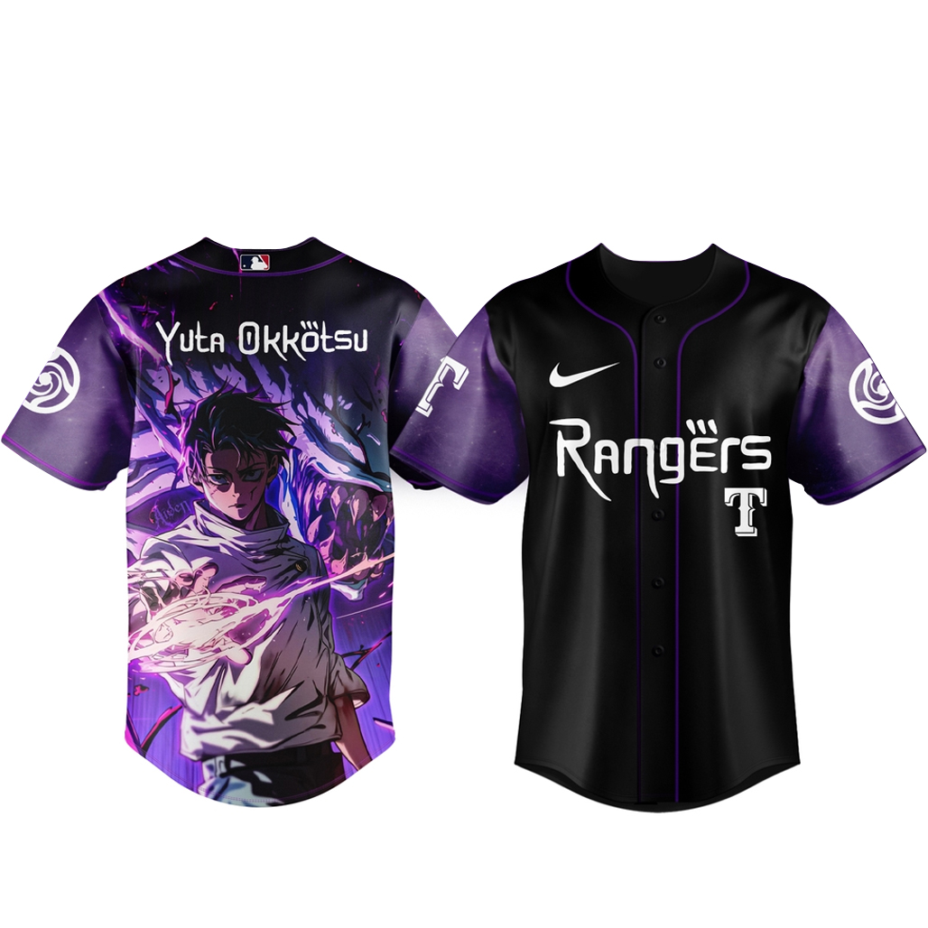 Texas Rangers x Jujutsu Kaisen Night 2026 Yuta Okkotsu Baseball Jersey Version 2 1 Texas Rangers x Jujutsu Kaisen Night 2026 Yuta Okkotsu Baseball Jersey Version 2