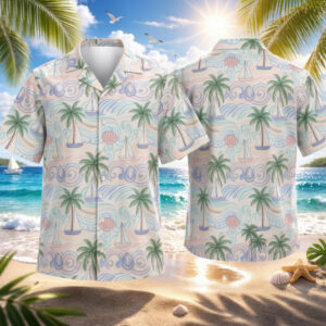 Tropical Beach Sailboat Summer Hawaiian Shirt
