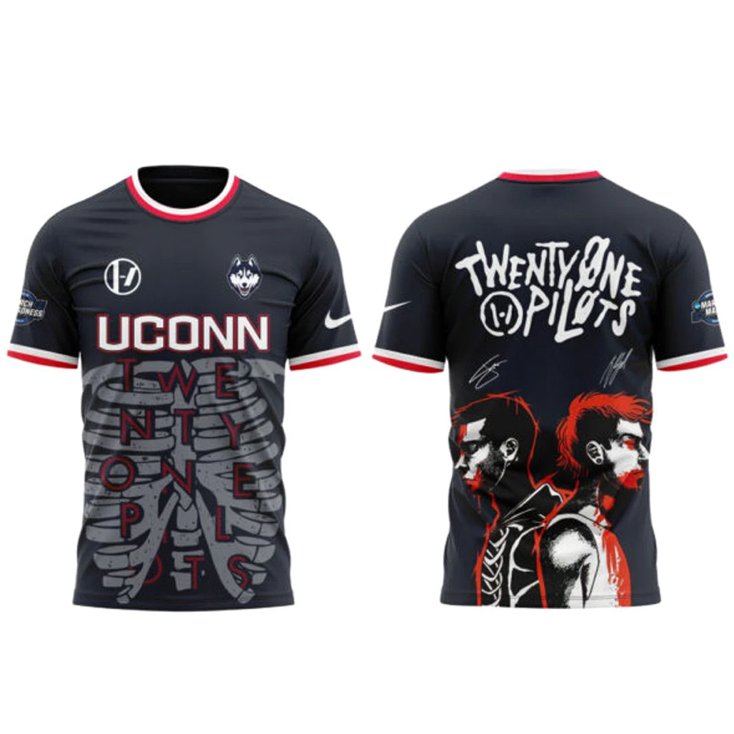 UConn Huskies x Twenty One Pilots 2026 NCAA March Madness Music Festival Shirt 1 UConn Huskies x Twenty One Pilots 2026 NCAA March Madness Music Festival T-Shirt