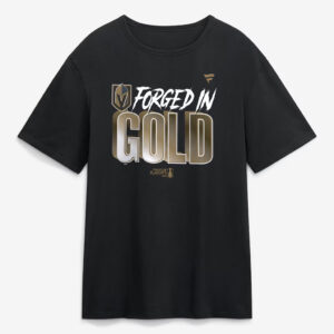 Vegas Golden Knights Black 2026 Playoff Hometown Slogan Forged in Gold T-Shirt