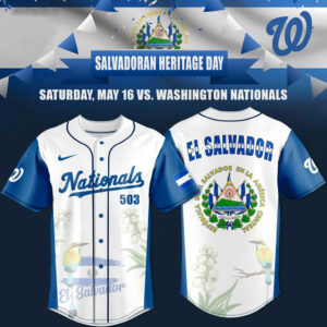 Washington Nationals Salvadoran Heritage Day 2026 Baseball Jersey