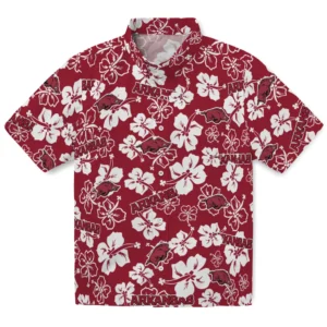 Arkansas Razorbacks Hibiscus Bloom Hawaiian Shirt