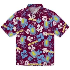 Aston Villa Hibiscus Bloom Hawaiian Shirt