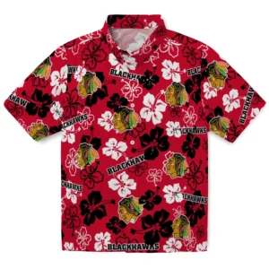 Chicago Blackhawks Hibiscus Bloom Hawaiian Shirt
