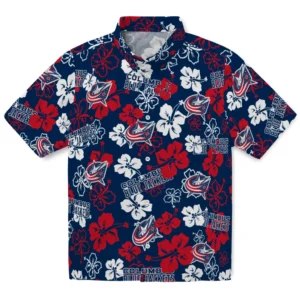 Columbus Blue Jackets Hibiscus Bloom Hawaiian Shirt