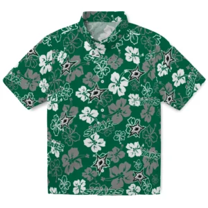 Dallas Stars Hibiscus Bloom Hawaiian Shirt