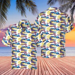Fear And Loathing In Las Vegas Doctor Gonzo Surfboards Blue Flowers Hibicus Hawaiian Shirt