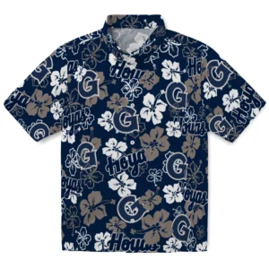 Georgetown Hoyas Hibiscus Bloom Hawaiian Shirt