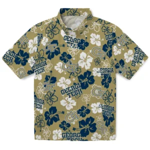 Georgia Tech Yellow Jackets Hibiscus Bloom Hawaiian Shirt