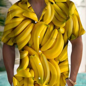 Banana Hawaiian Shirt Summer Button Up Shirt Gifts For Banana Lovers Retro Gift for Him