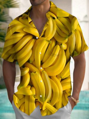 Banana Hawaiian Shirt Summer Button Up Shirt Gifts For Banana Lovers Retro Gift for Him