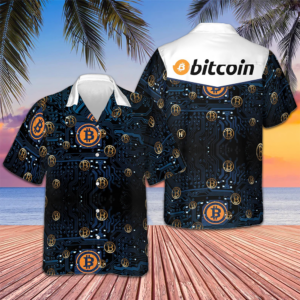 Bitcoin Logo Hawaiian Shirt Men's Tropical Button Up Shirt Presents For Boyfriend