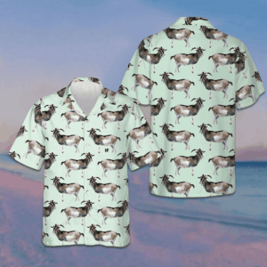 Watercolor Goat Pattern Hawaiian Shirt Summer Button Up Shirts Gifts For Goat Lovers