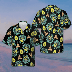 Summer Pineapple Native American Skull Hawaiian Shirt Summer Button Down Shirts Men's