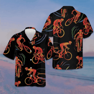 Cyclist Bike Race Hawaiian Shirt Men's Tropical Button Down Gifts For Bicycle Enthusiasts