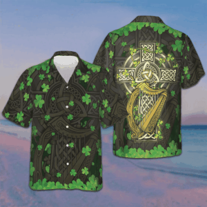 The Celtic Cross Harp Irish Proud Hawaiian Shirt Button Up Summer Shirts For Men