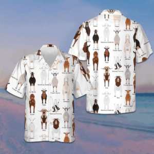 Goat Breeds Hawaiian Shirt Beach Button Up Shirts Men's Gifts For Boyfriend