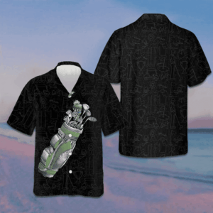 Green Golf Bag On Golfer Hawaiian Shirt Golfing Items Pattern Shirt Gifts For Golfers