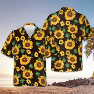 Suower Pattern Hawaiian Shirt Men's Beach Button Up Shirts Gifts For Family
