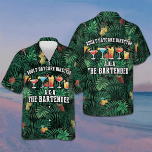 Adult Daycare Director The Bartender Hawaiian Shirt Men's Beach Button Up Gifts For Bartender