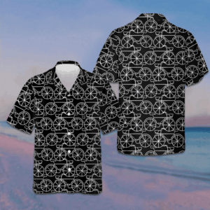 Black And White Bicycle Seamless Pattern Hawaiian Shirt Men's Button Up Shirts Summer
