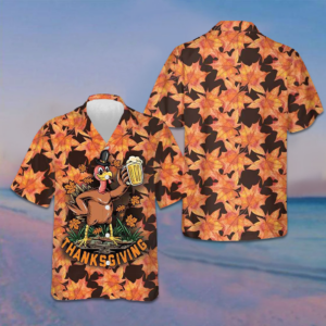Thanksgiving Turkey Holding Big Glass Beer Hawaiian Shirt Funny Turkey Shirt Thanksgiving Ideas