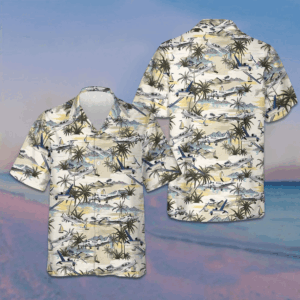 Army Aviation Aircraft Tropical Pattern Hawaiian Shirt Cool Summer Shirts For Guys