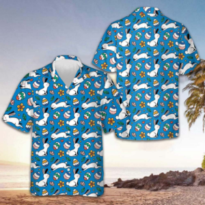 Colorful Easter Pattern Hawaiian Shirt Funny Bunny Shirt Gifts For Him