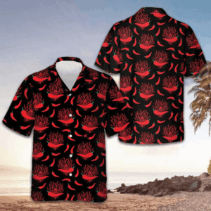 Red Hot Chilli Pepper Hawaiian Shirt Button Up Beach Shirts Men Gifts For Dude
