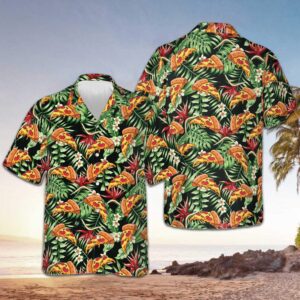 Funky Tropical Pizza Hawaiian Shirt Vacation Button Up Good Gifts For Boyfriend