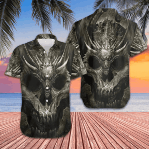 A Skull Or A Dragon Hawaiian Shirt Scary Horror Design Shirt Gifts For Boyfriend