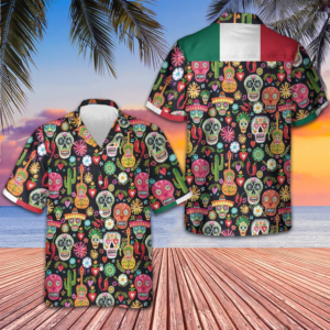 Mexico Day Of The Dead Sugar Skull Hawaiian Shirt Men's Button Up Shirt Gifts For Mexicans