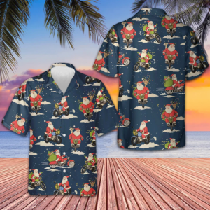 Santa Riding Motorcycle Hawaiian Shirt Merry Christmas Shirts Gifts For Son
