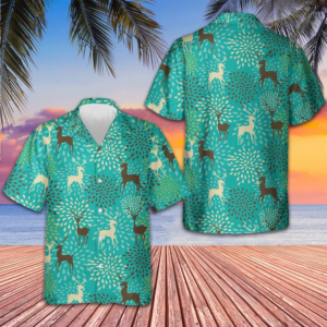 Vintage Christmas Reindeer Seamless Pattern Hawaiian Shirt Cool Christmas Shirt Men