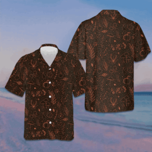 Orange Autumn Harvest Thanksgiving Hawaiian Shirt Men's Short Sleeve Button Up Gifts For Him