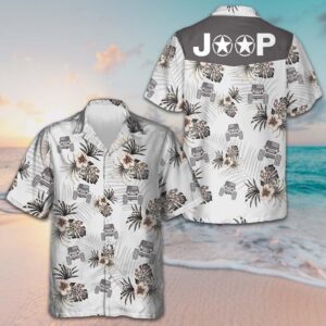 Jeep And Hibiscus Pattern Hawaiian Shirt Men's Summer Button Down Shirts Gifts For Jeep Lovers