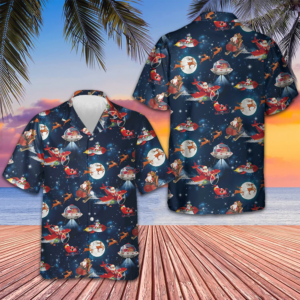 Christmas In Space Hawaiian Shirt Santa Claus And Reindeer Pattern Shirt Gifts For Him