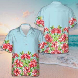 Hibiscus Flower Hawaiian Shirt Men's Button Down Shirts For Summer Gifts For Guys